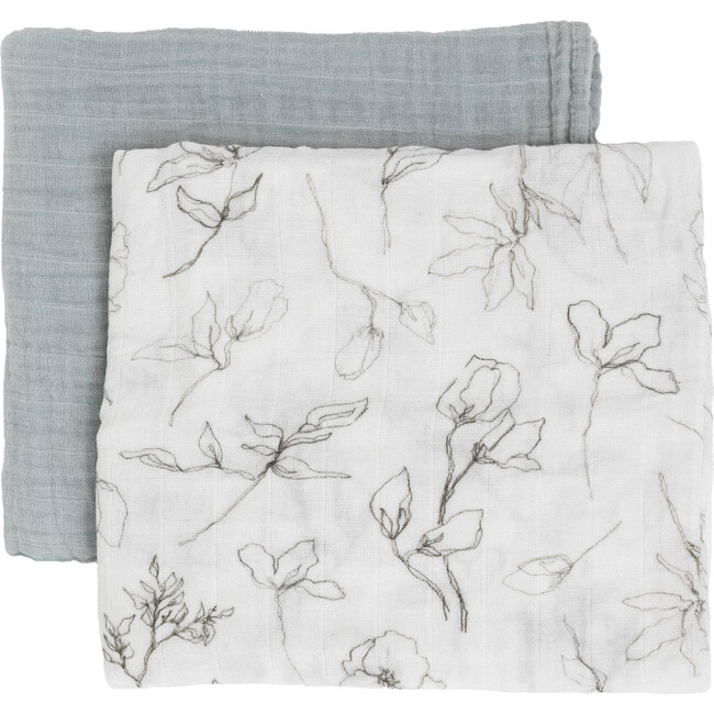Organic Cotton Muslin Swaddle Blanket Set, Pencil Floral