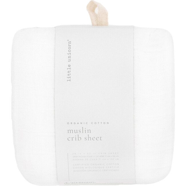 Organic Cotton Muslin Crib Sheet, White - Sheets - 1