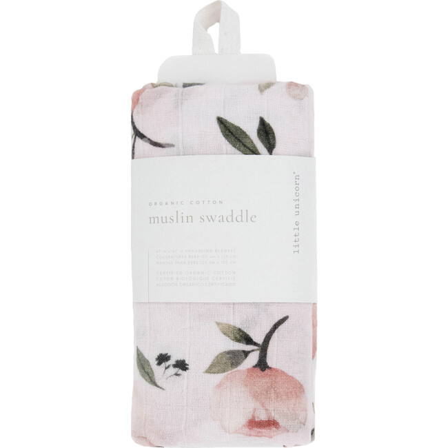Organic Cotton Muslin Swaddle Blanket, Watercolor Floret - Swaddles - 4