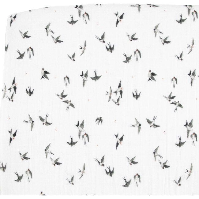 Organic Cotton Muslin Crib Sheet, Swallows