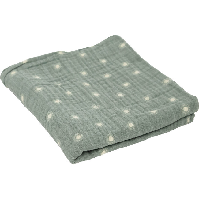 Organic Cotton Muslin Swaddle Blanket, Sage Suns - Swaddles - 3