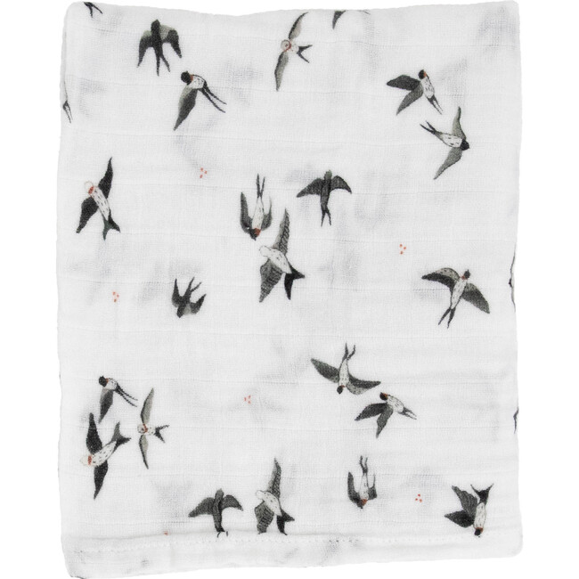 Organic Cotton Muslin Swaddle Blanket Set, Swallows - Swaddles - 4