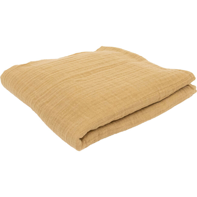 Organic Cotton Muslin Swaddle Blanket, Wheat - Swaddles - 3