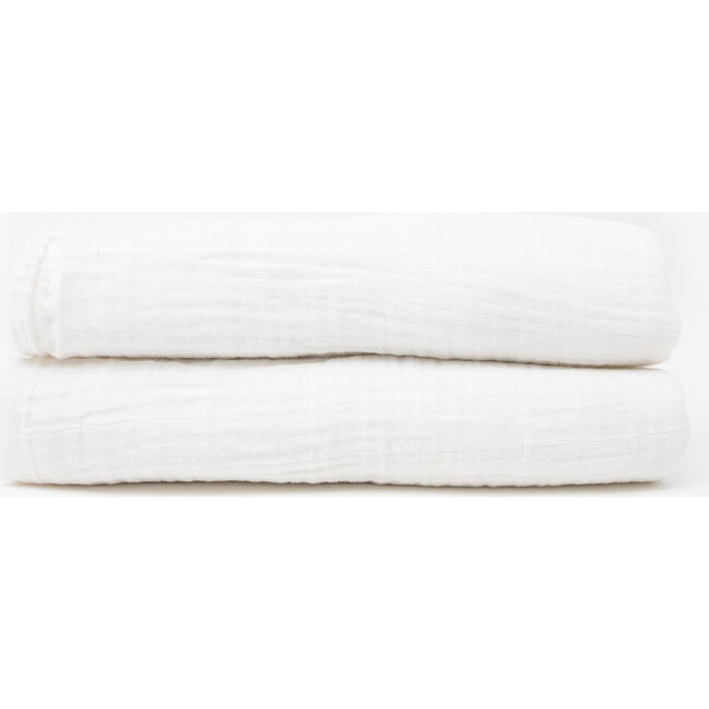 Organic Cotton Muslin Swaddle Blanket Set, White - Swaddles - 3