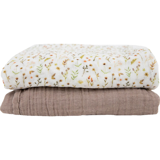 Organic Cotton Muslin Swaddle Blanket Set, Floral Field - Swaddles - 3