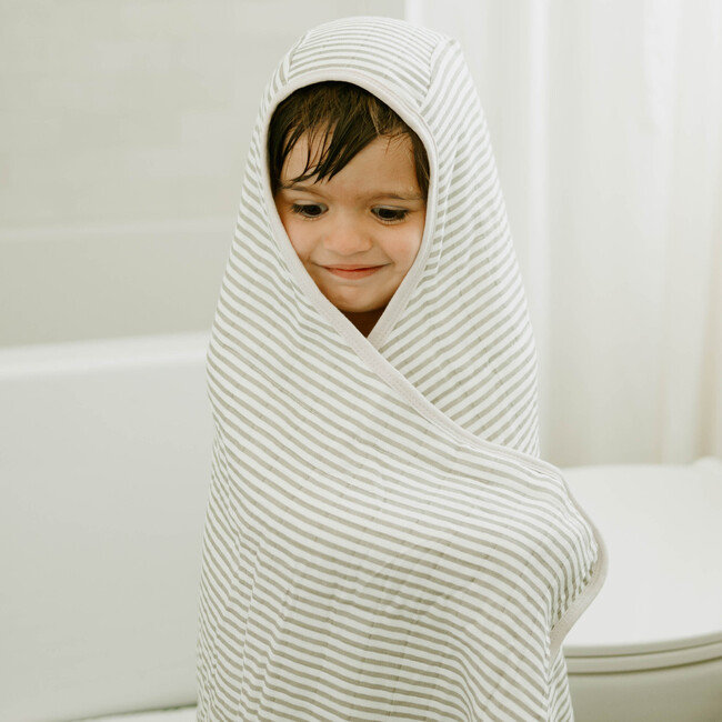 Toddler Hooded Towel, Grey Stripe