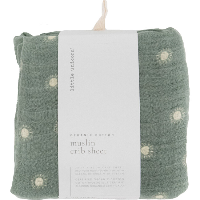 Organic Cotton Muslin Crib Sheet, Sage Suns - Sheets - 1