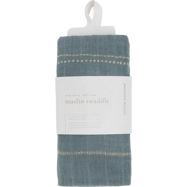 Organic Cotton Muslin Swaddle Blanket, Stillwater Stitch - Swaddles - 4