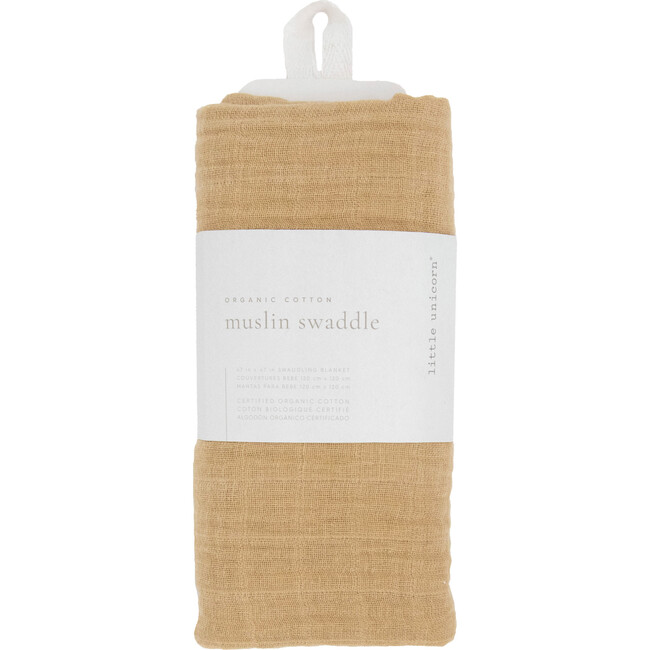 Organic Cotton Muslin Swaddle Blanket, Wheat - Swaddles - 4