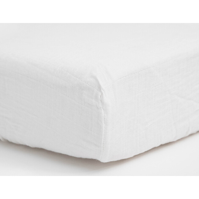 Organic Cotton Muslin Crib Sheet, White - Crib Sheets - 3