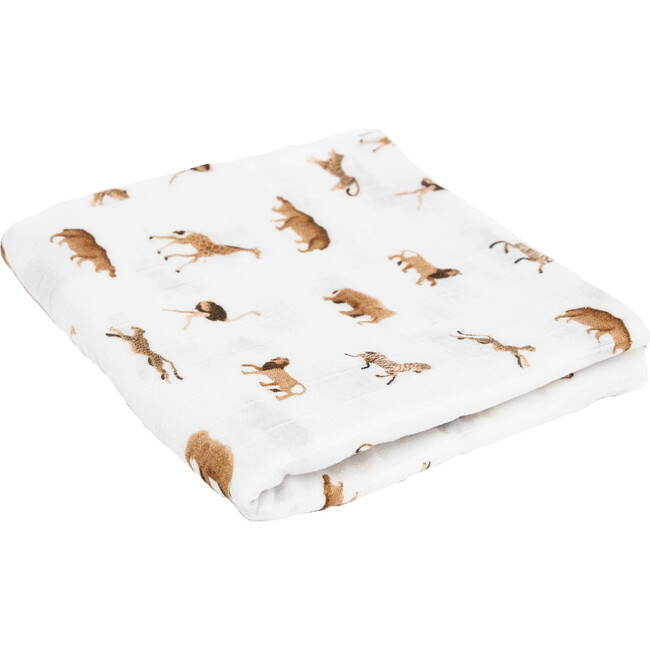 Organic Cotton Muslin Swaddle Blanket, Animal Crackers - Swaddles - 3