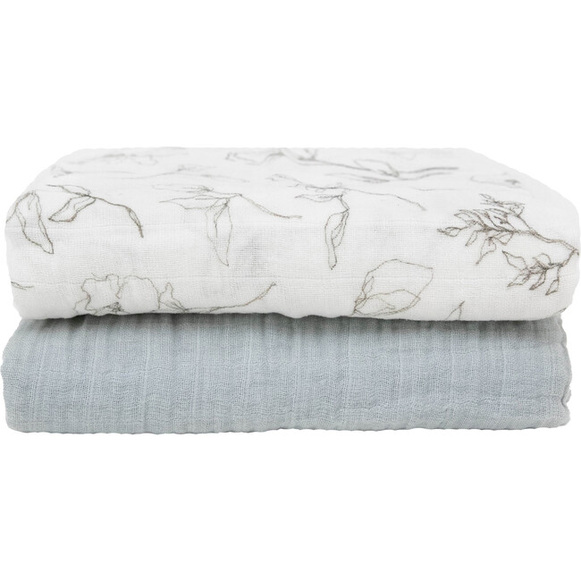 Organic Cotton Muslin Swaddle Blanket Set, Pencil Floral - Swaddles - 3