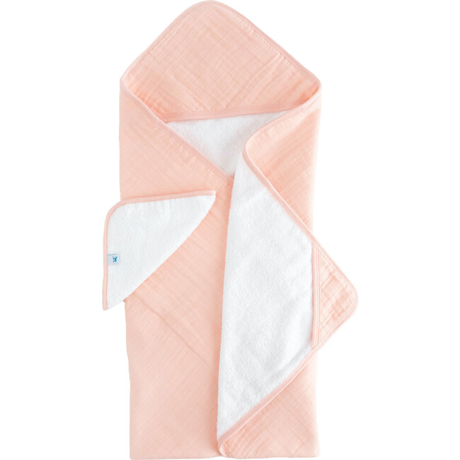 Infant Hooded Towel & Washcloth Set, Rose Petal