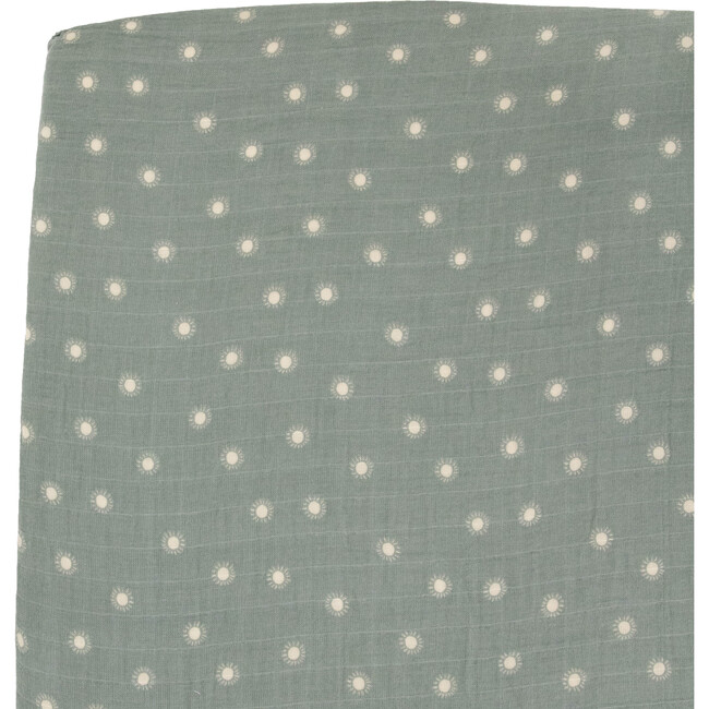 Organic Cotton Muslin Crib Sheet, Sage Suns - Crib Sheets - 3