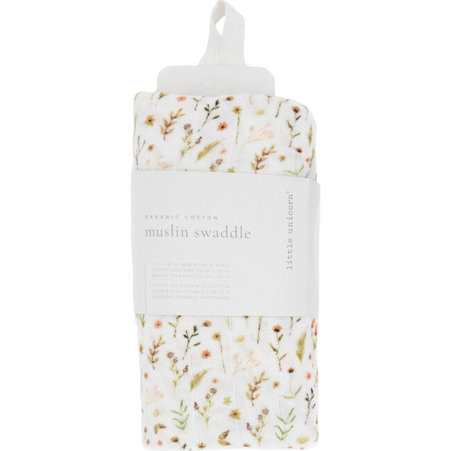 Organic Cotton Muslin Swaddle Blanket, Floral Field - Swaddles - 4