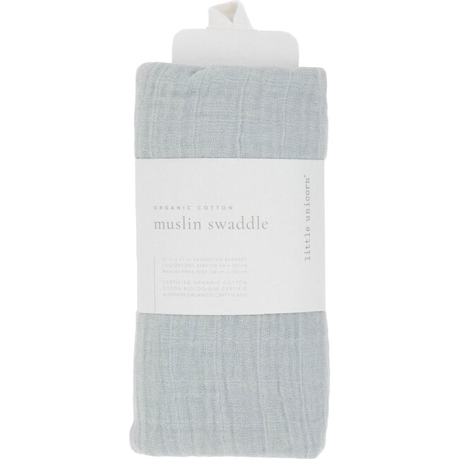 Organic Cotton Muslin Swaddle Blanket, White Sage - Swaddles - 4