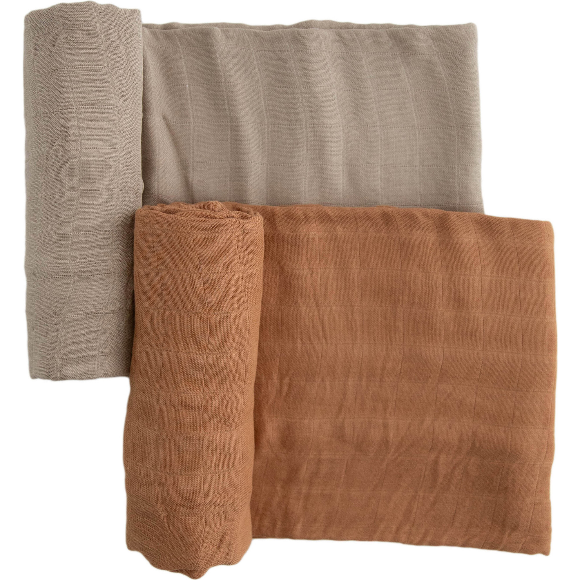 Cotton Muslin Swaddle Blanket Set, Caramel - Swaddles - 1