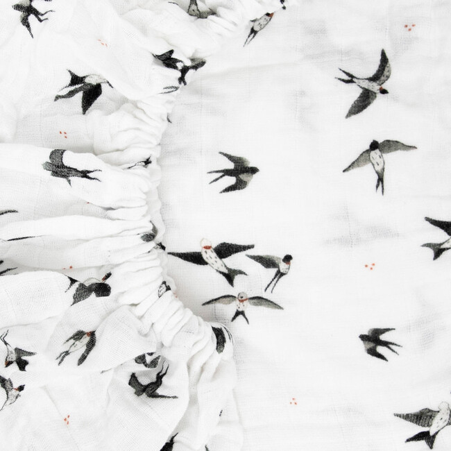 Organic Cotton Muslin Crib Sheet, Swallows - Crib Sheets - 3