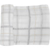 Cotton Muslin Swaddle Blanket, Grey Plaid - Swaddles - 1 - thumbnail
