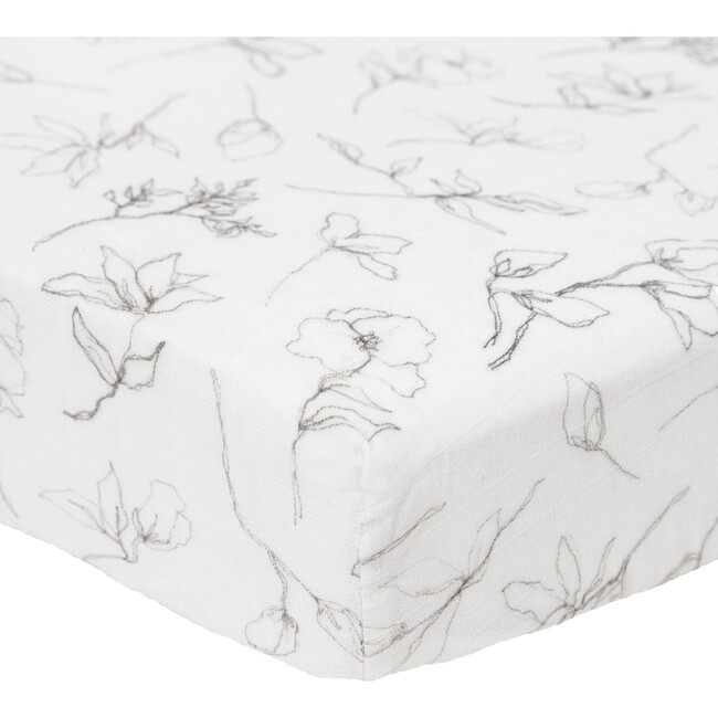 Organic Cotton Muslin Crib Sheet, Pencil Floral - Crib Sheets - 4