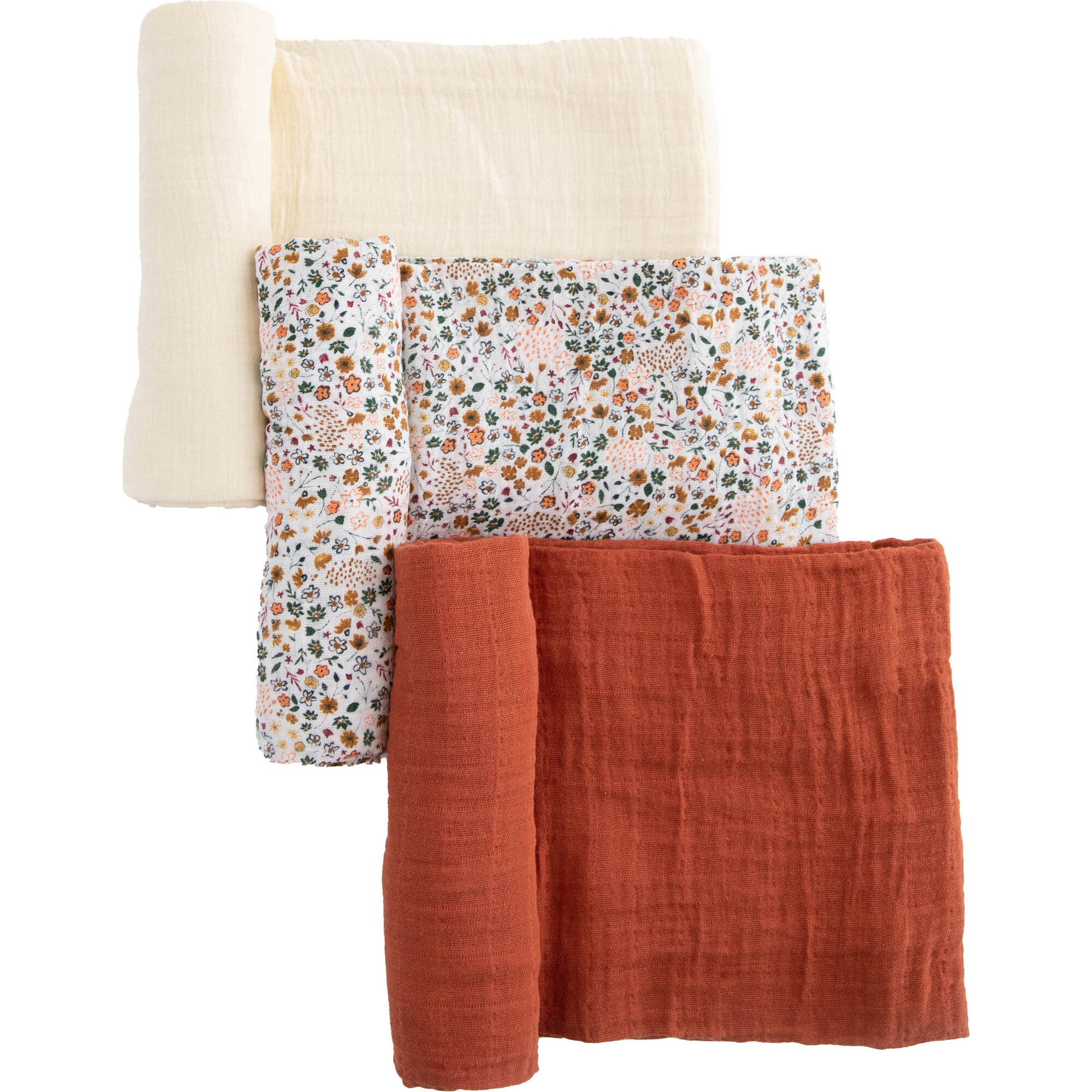 Cotton Muslin Swaddle Blanket Set, Pressed Petals - Swaddles - 1