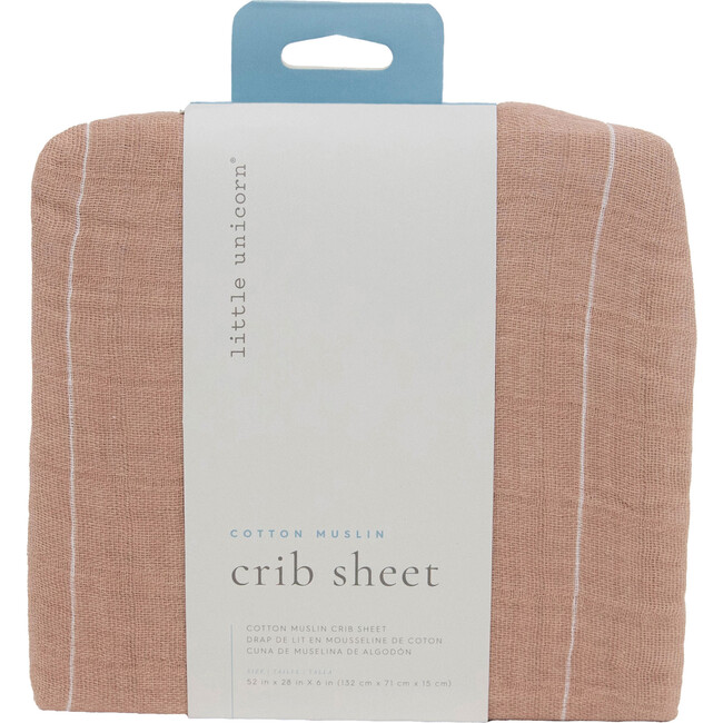 Cotton Muslin Crib Sheet, Mauve Stripe