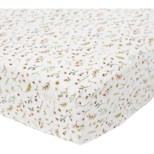 Organic Cotton Muslin Crib Sheet, Floral Field - Crib Sheets - 4