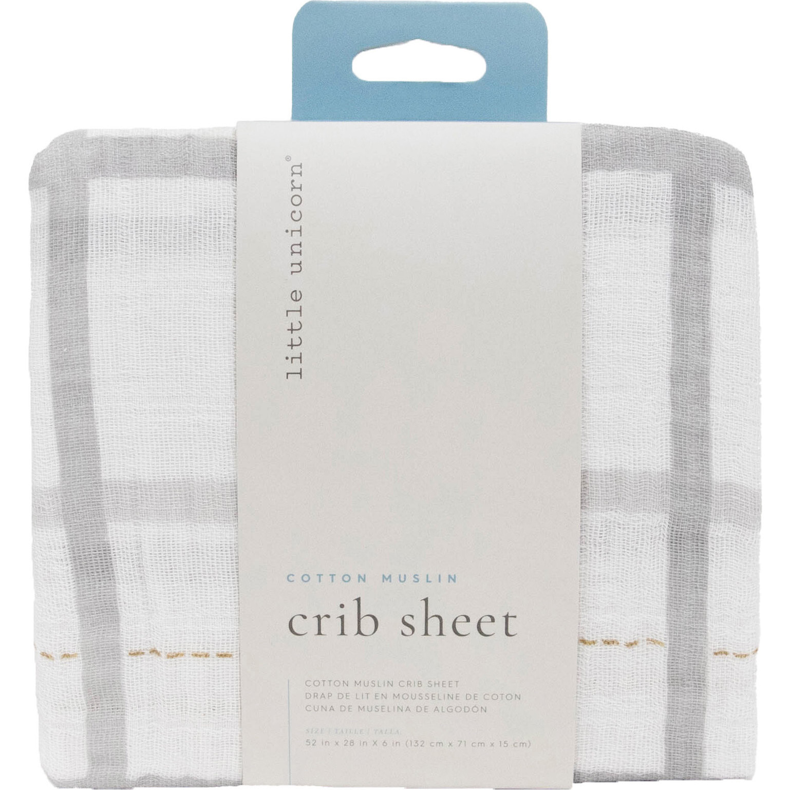 Cotton Muslin Crib Sheet, Grey Plaid - Crib Sheets - 1