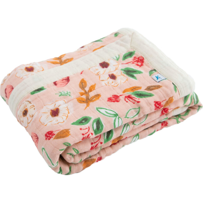 Cotton Muslin Baby Quilt, Vintage Floral