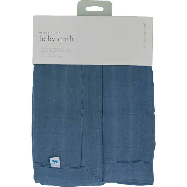 Deluxe Muslin Baby Quilt, Blue Dusk - Quilts - 4