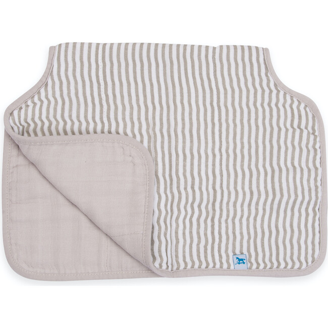 Cotton Muslin Burp Cloth, Grey Stripe - Bibs - 1