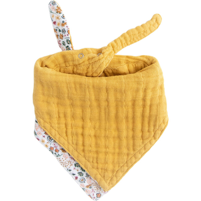 Cotton Muslin Reversible Bandana Bib, Pressed Petals - Bibs - 3