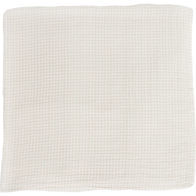 Cotton Muslin Swaddle Blanket, Tan Gingham - Swaddles - 4