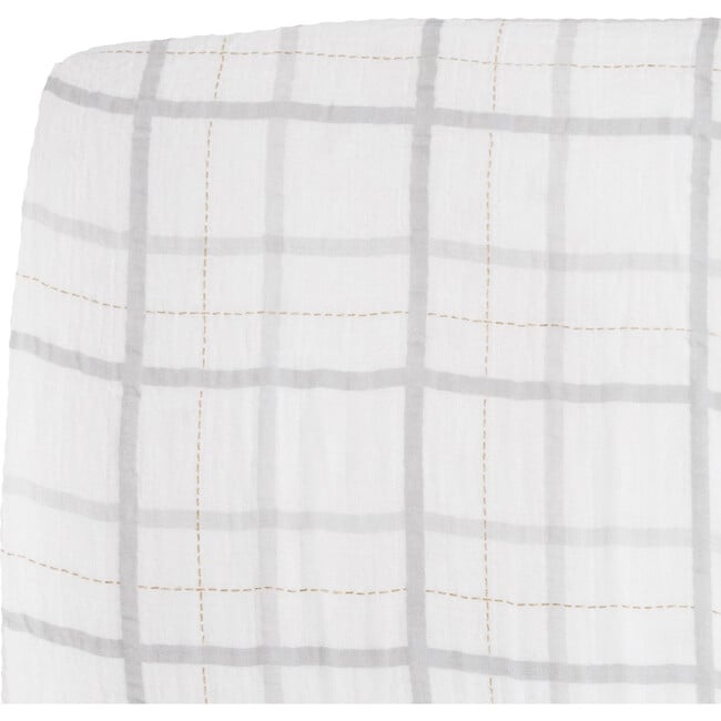 Cotton Muslin Crib Sheet, Grey Plaid - Crib Sheets - 3