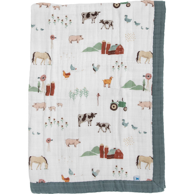 Cotton Muslin Baby Quilt, Farmyard - Quilts - 3