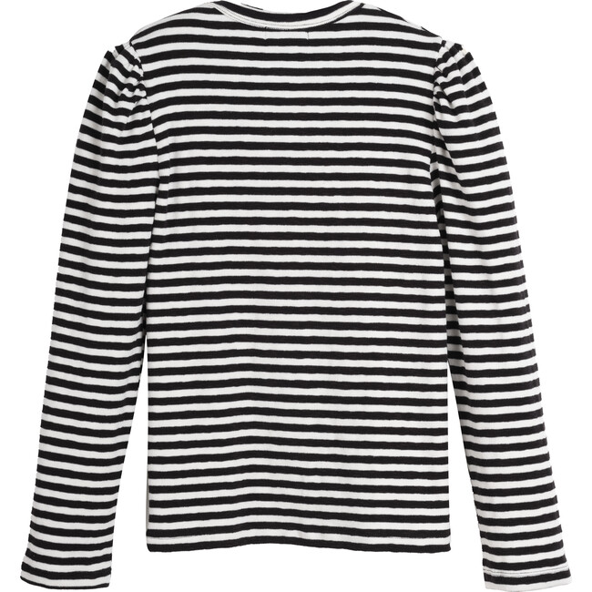 Cecily Puff Sleeve Top, Charcoal & Cream Stripe
