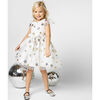 Aster Sequin Star Tulle Girls Party Dress, White - Dresses - 2