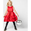 Arabella Frill Satin Baby Party Dress, Red - Dresses - 5 - thumbnail