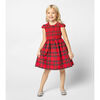 Bonnie Smocked Plaid Tartan Girls Party Dress, Red - Dresses - 2