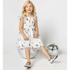 Aster Sequin Star Tulle Girls Party Dress, White - Dresses - 6