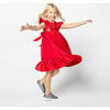 Poppy Smocked Velvet Girls Party Dress, Red - Dresses - 5