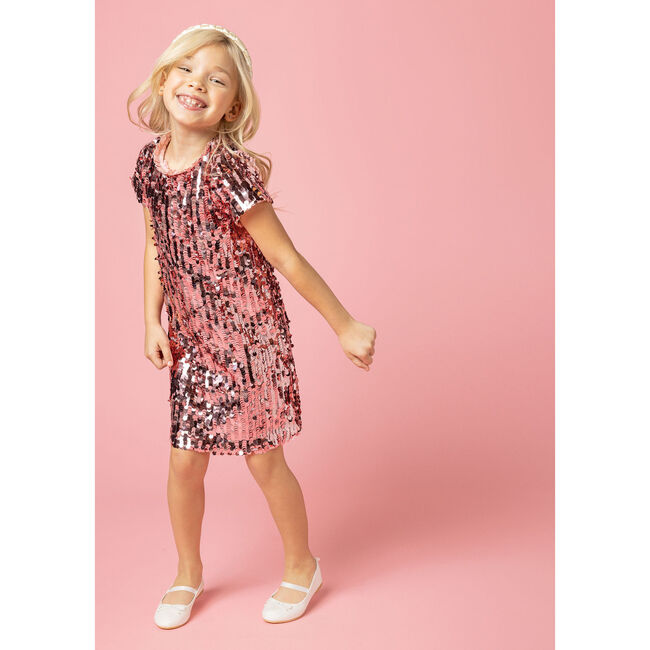 Coco Sequin Girls Party Dress, Blush Pink - Dresses - 6