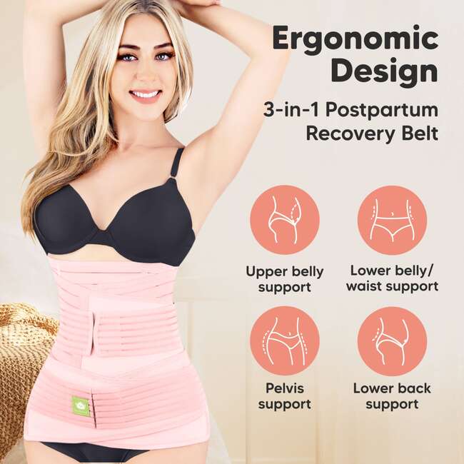 Revive 3-in-1 Postpartum Recovery Support Belt, Blush Pink