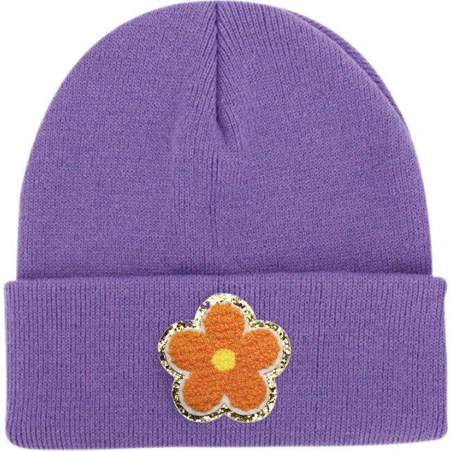 Flower Beanie, Purple - Hats - 1