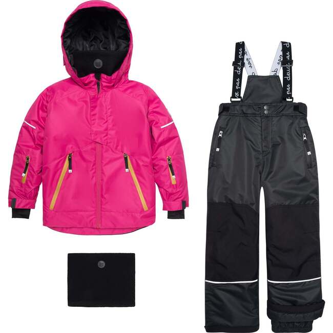 Two Piece Technical Snowsuit, Fuchsia And Black - Snowsuits - 1