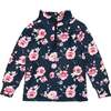 Two Piece Thermal Underwear With Printed Roses, Navy - Loungewear - 2