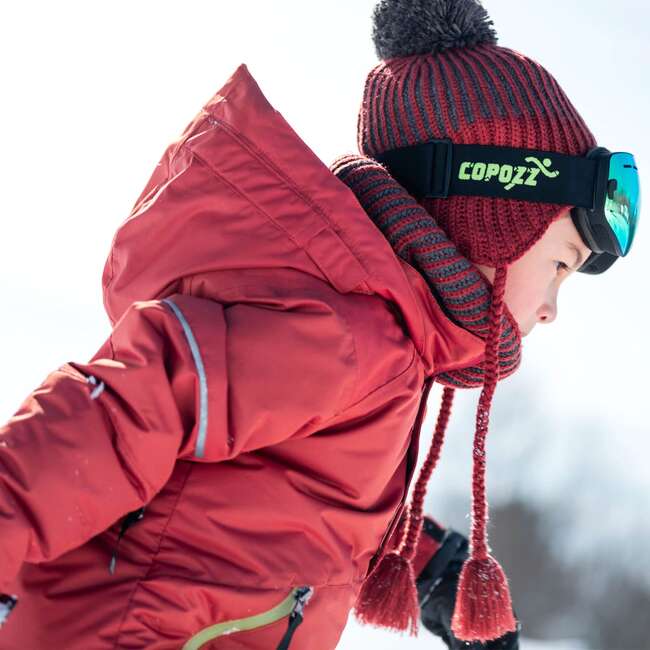 Two Piece Technical Snowsuit, Red And Green Lime - Snowsuits - 4