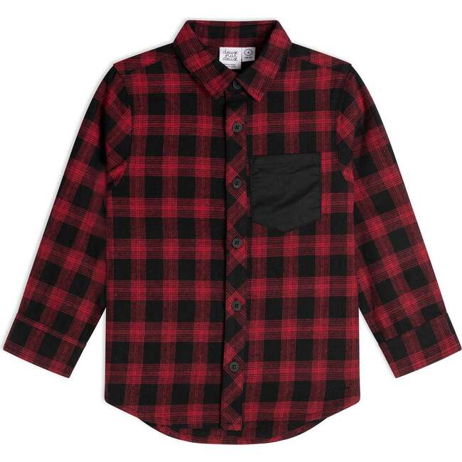 Yarn Dyed Plaid Shirt, Red And Black