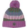 Striped Knit Hat, Purple Green Brown And White - Hats - 1 - thumbnail