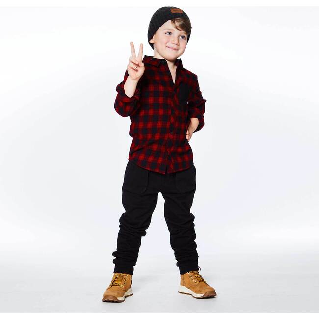 Yarn Dyed Plaid Shirt, Red And Black - Shirts - 5